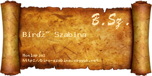Biró Szabina névjegykártya